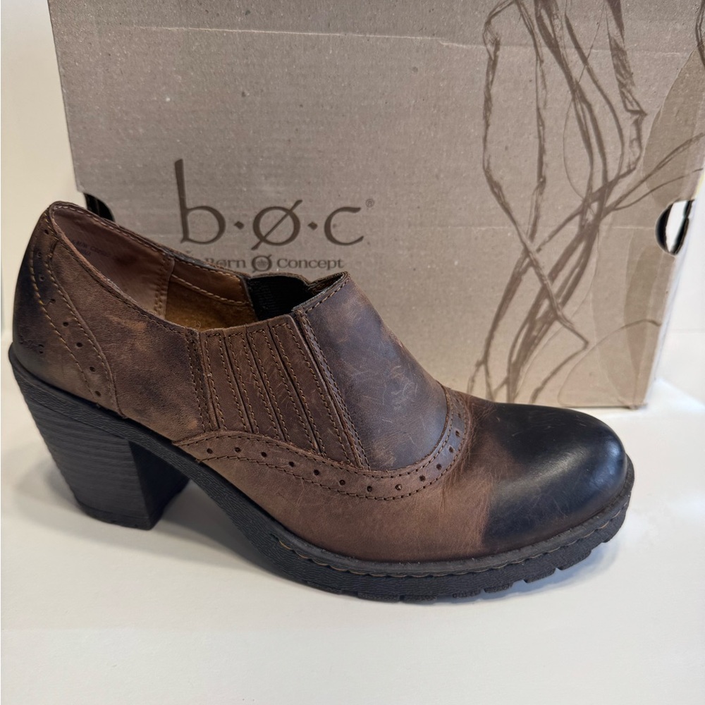 b.o.c. Women's Brown Leather Heeled Shoes